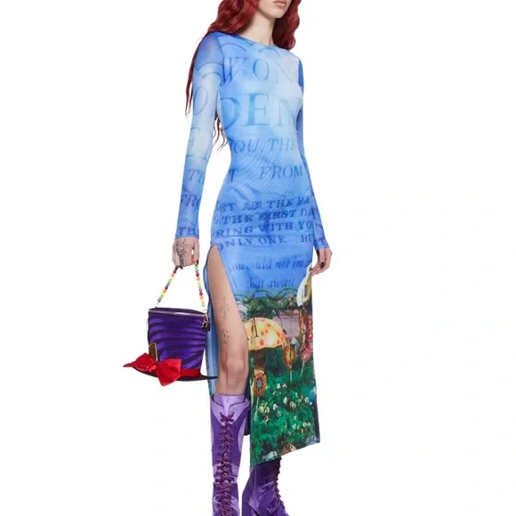 Vibrant Blue and Green Maxi Dress - Picture 2 of 2